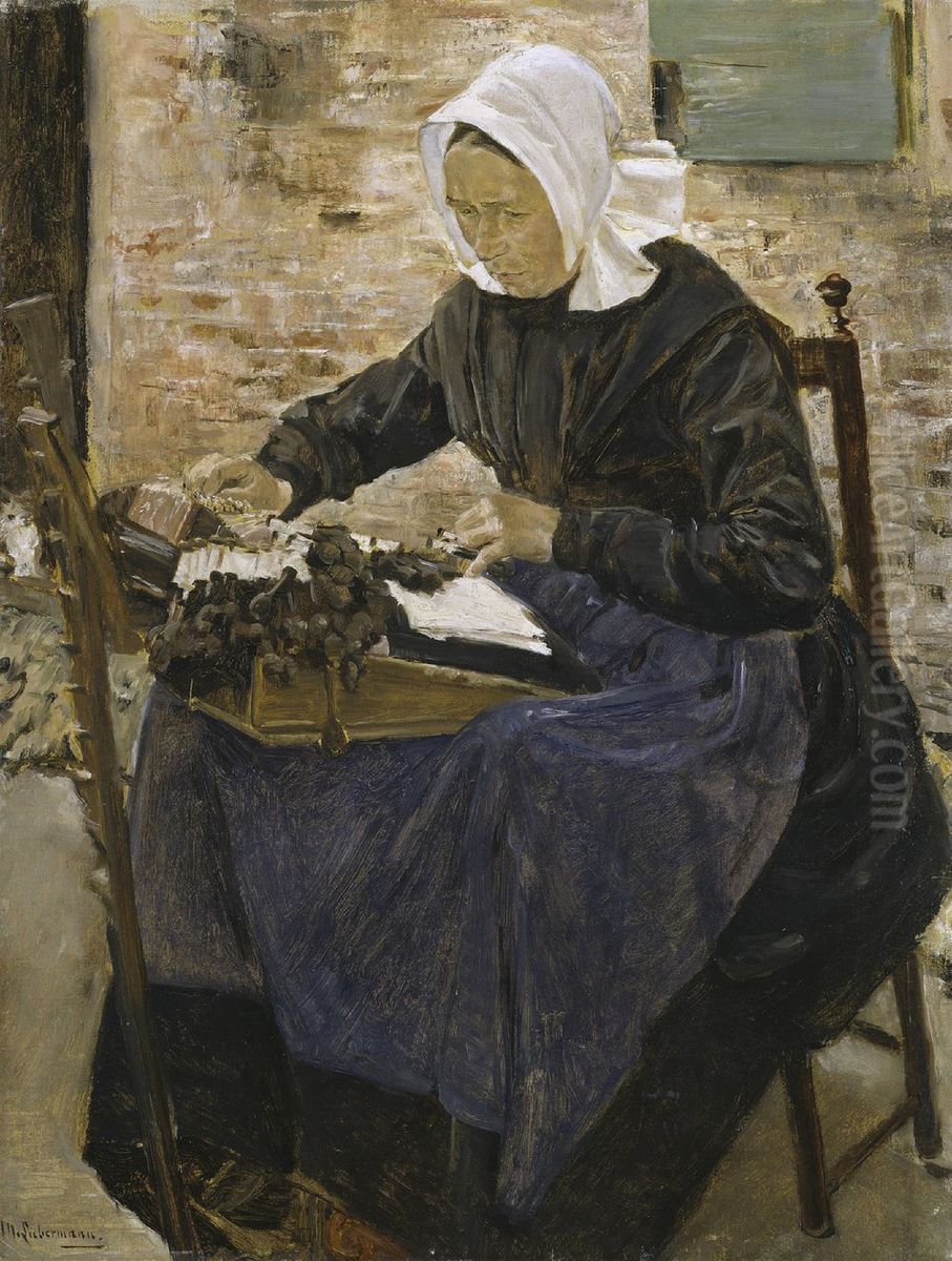 A Dutch lacemaker Oil Painting by Max Liebermann