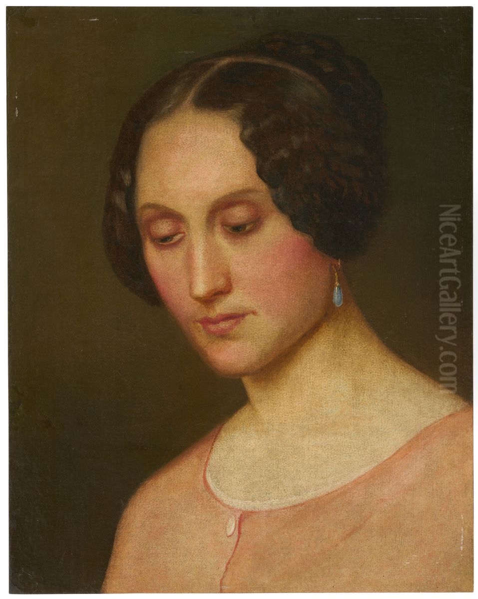 Portrait of the Artist's Wife Oil Painting by Dionys Ganter