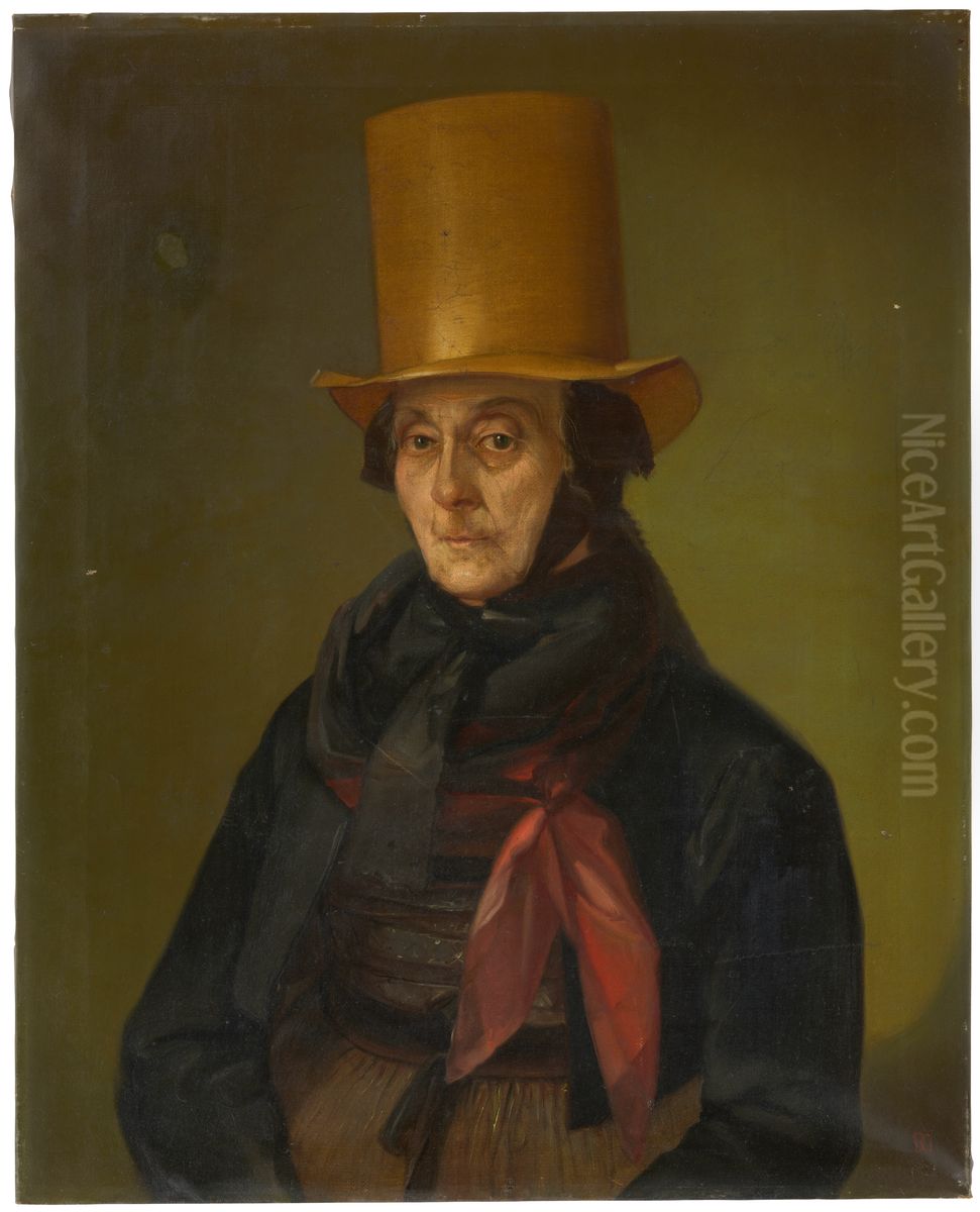 Portrat der Scholastika Rombach, geb. Fehrenbach Oil Painting by Dionys Ganter