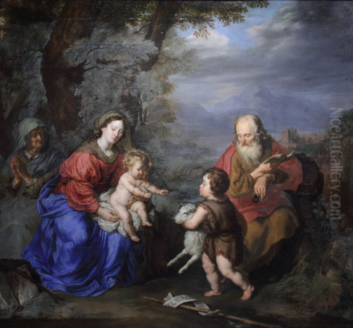 Holy family with saint John and saint Anne Oil Painting by Joachim von, I Sandrart