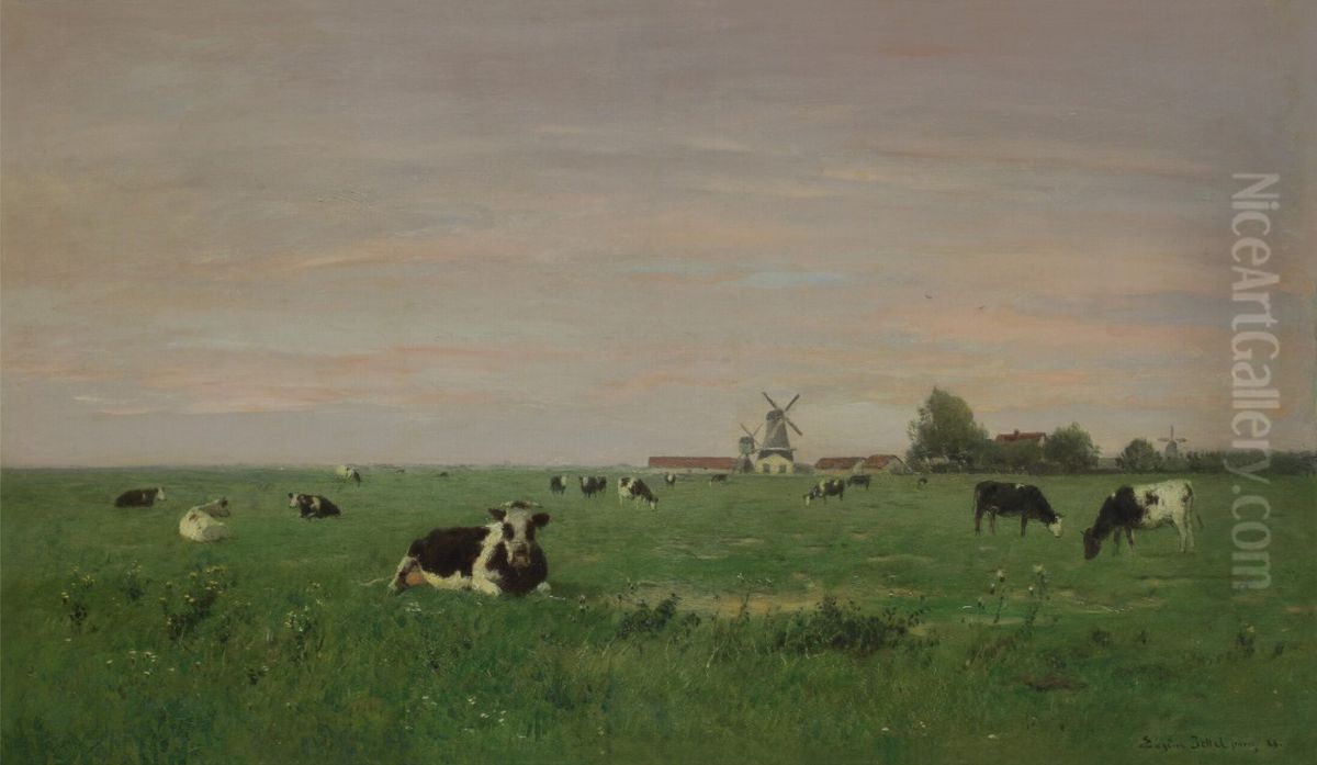 Dutch landscape Oil Painting by Eugen Jettel