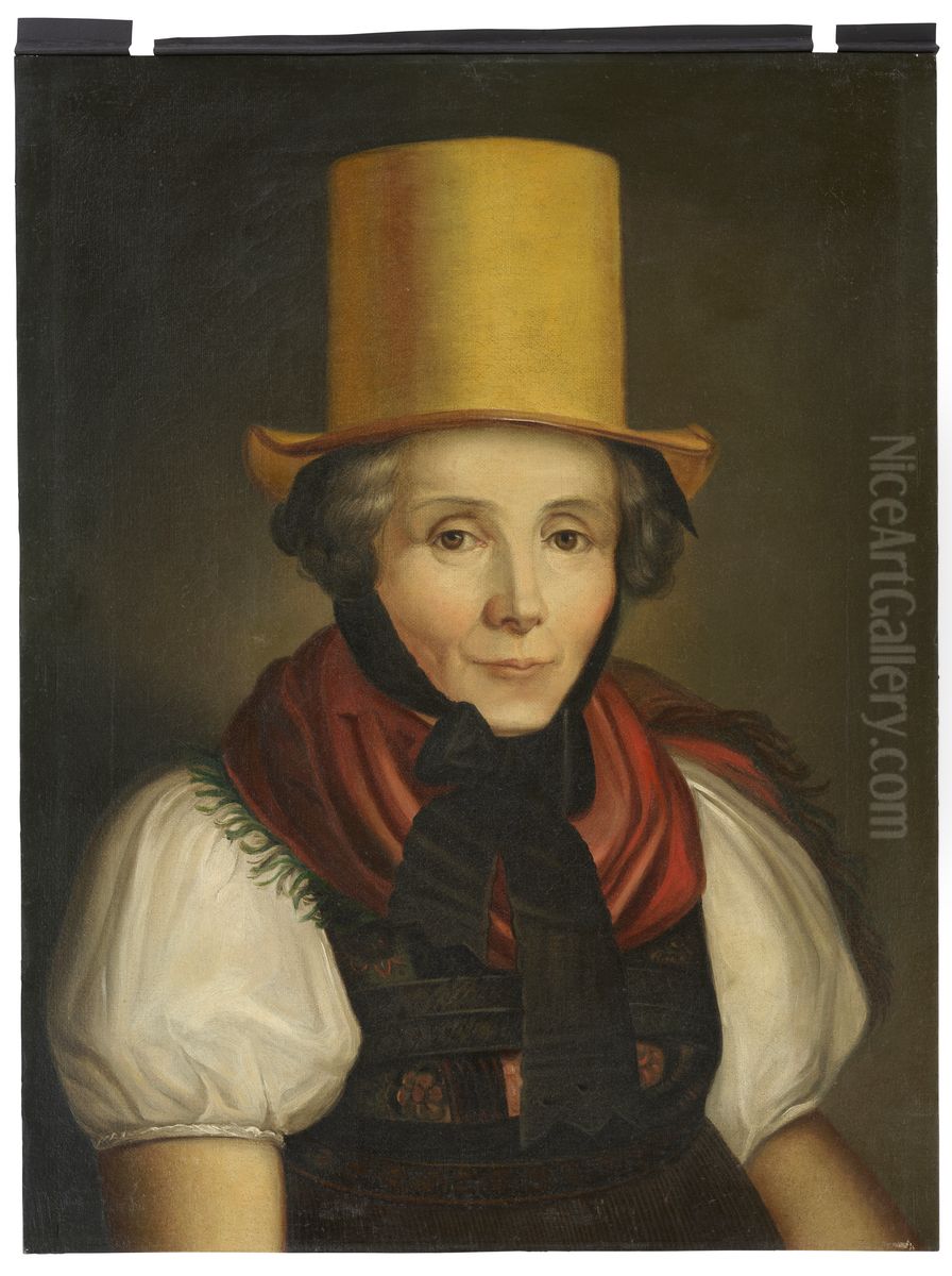 Portrait de Maria Kreuzer, nee Laule, en costume traditionnel Oil Painting by Johann Baptist Laule