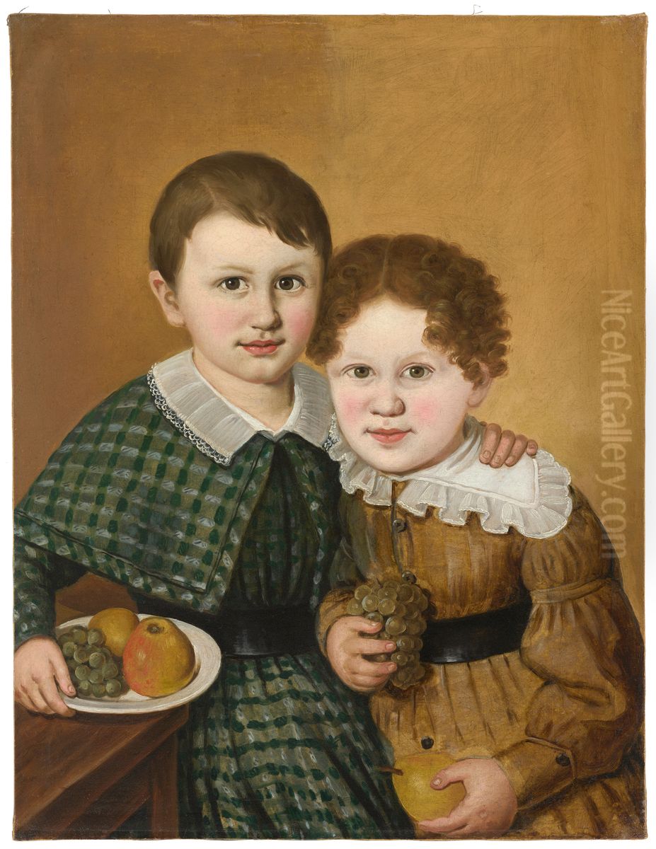 Portrait de deux enfants (deux freres) Oil Painting by Lukas Kirner