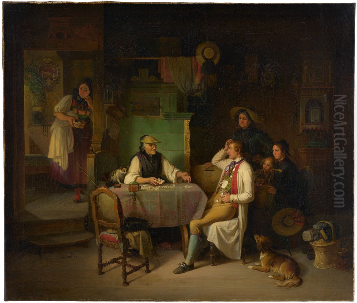 The Fortune-Teller Oil Painting by Johann Baptist Kirner