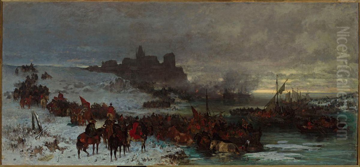 Czarniecki pod Koldynga Oil Painting by Jozef Brandt