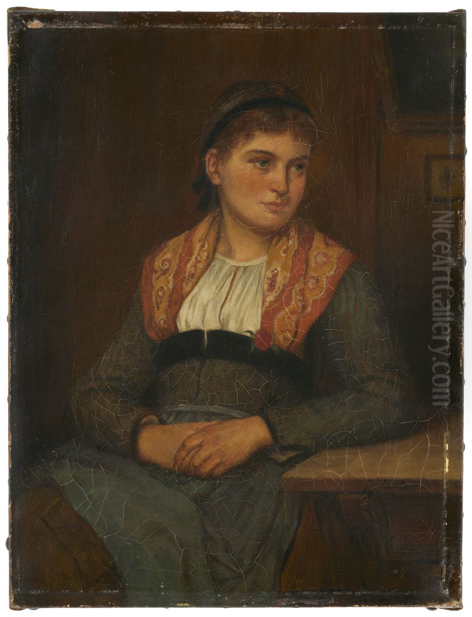 Peasant Girl Oil Painting by Benjamin Vautier
