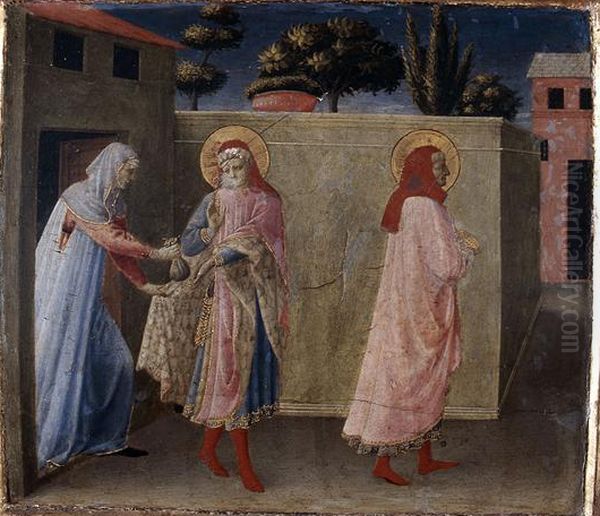 Der hl. Damian erhalt Geld Oil Painting by Fra Angelico
