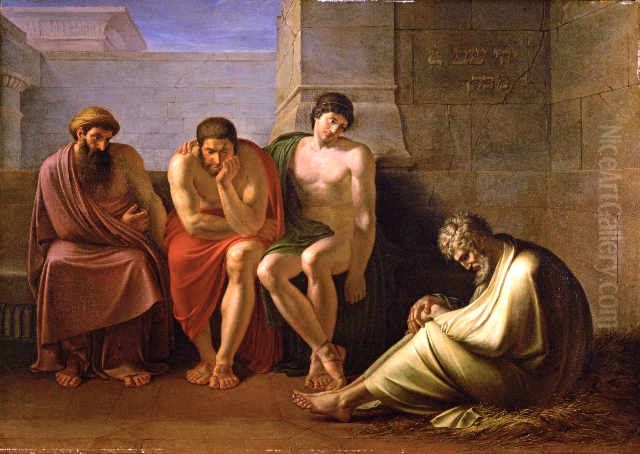 Hiob und seine Freunde. Oil Painting by Eberhard Georg Friedrich von Wachter