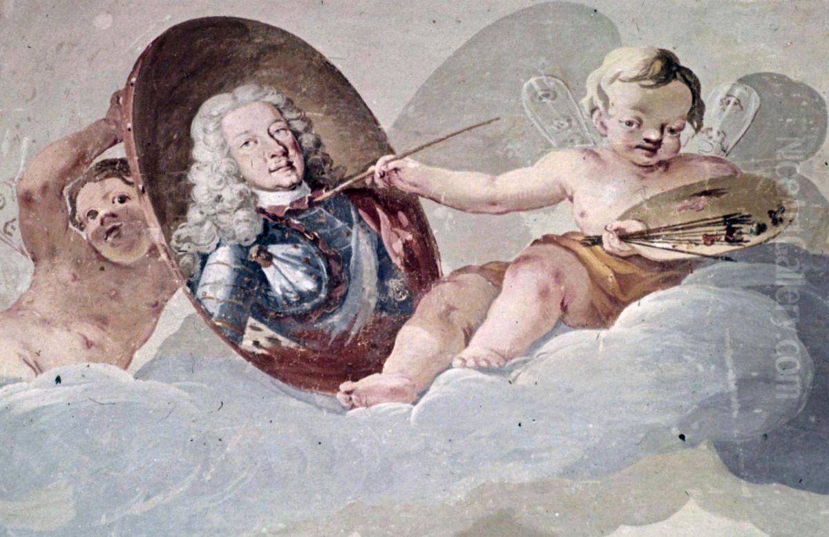 Ein Putto malt das Portrat des Herzogs Eberhard Ludwig Oil Painting by Luca Antonio Colomba