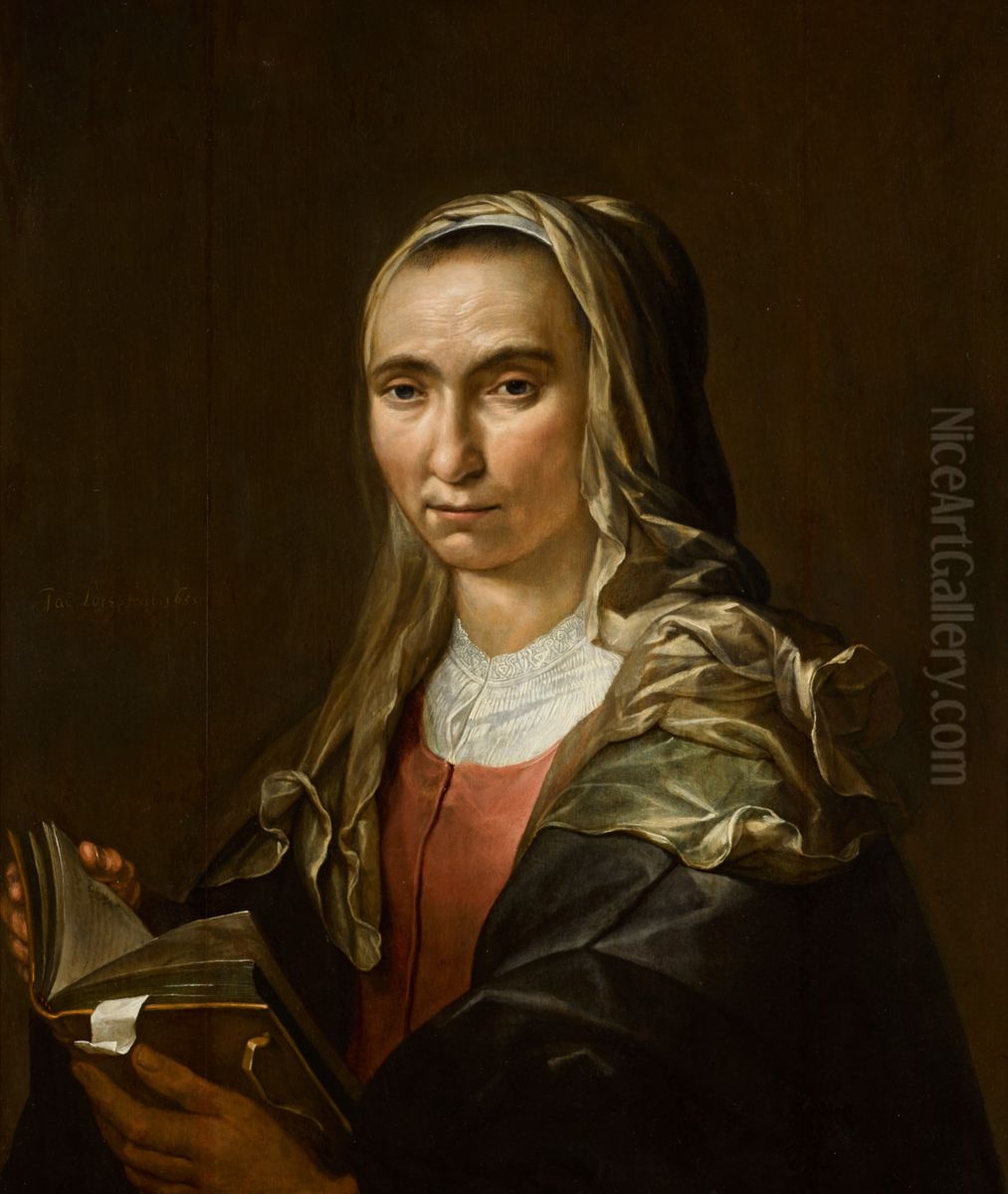 Portrait of a woman with a book Oil Painting by Jacob Lois