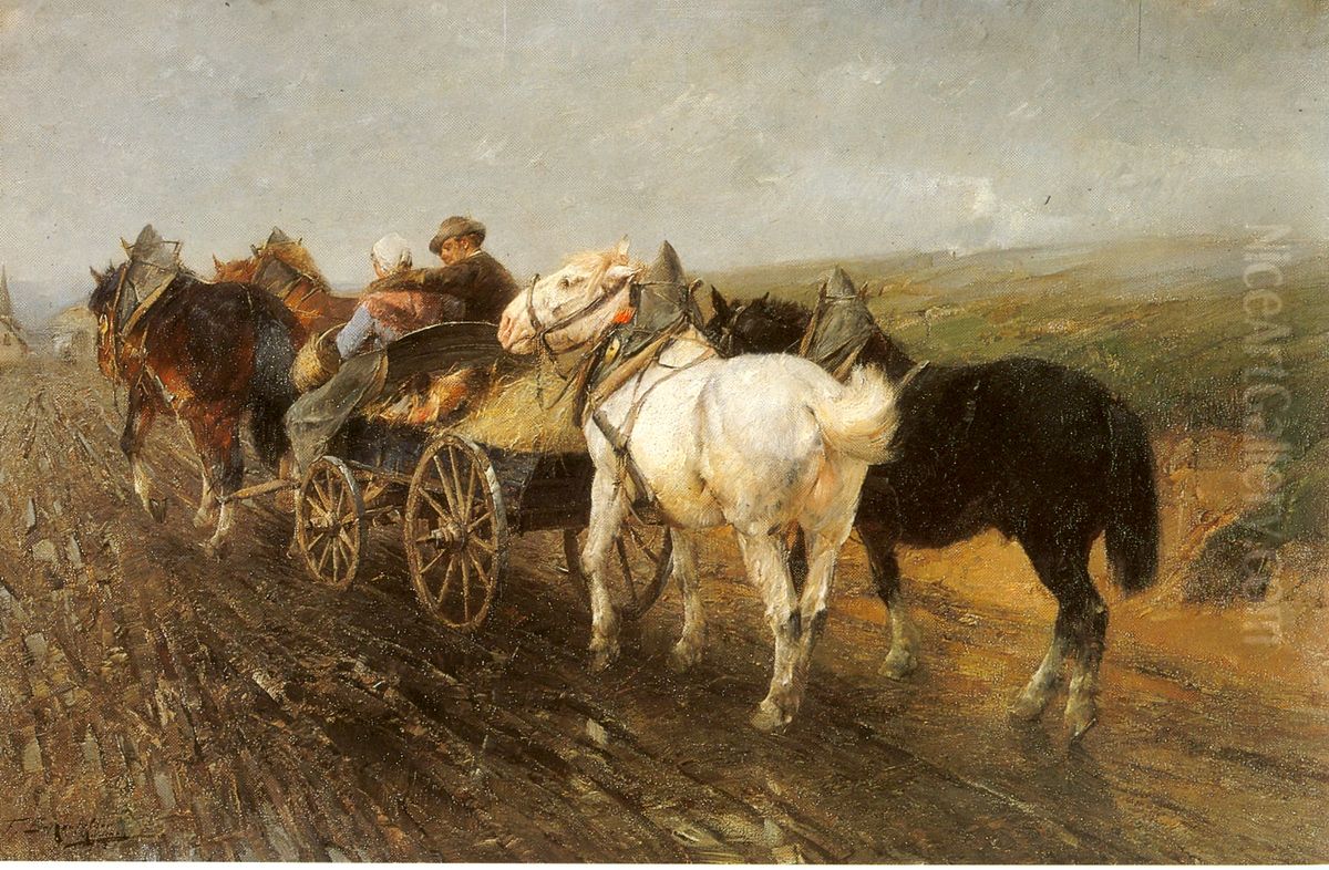 Homecoming from the market Oil Painting by Friedrich Eckenfelder