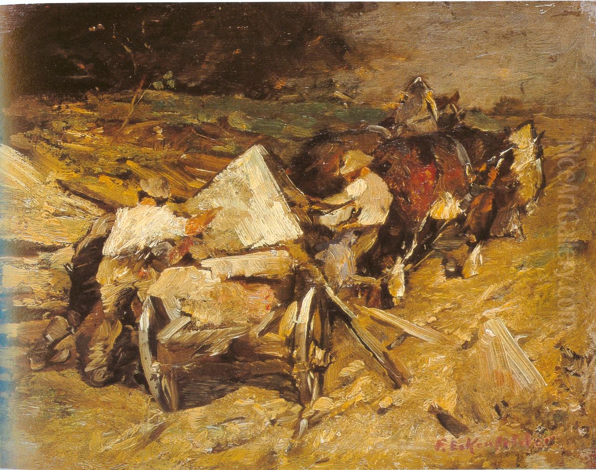 In the Quarry Oil Painting by Friedrich Eckenfelder