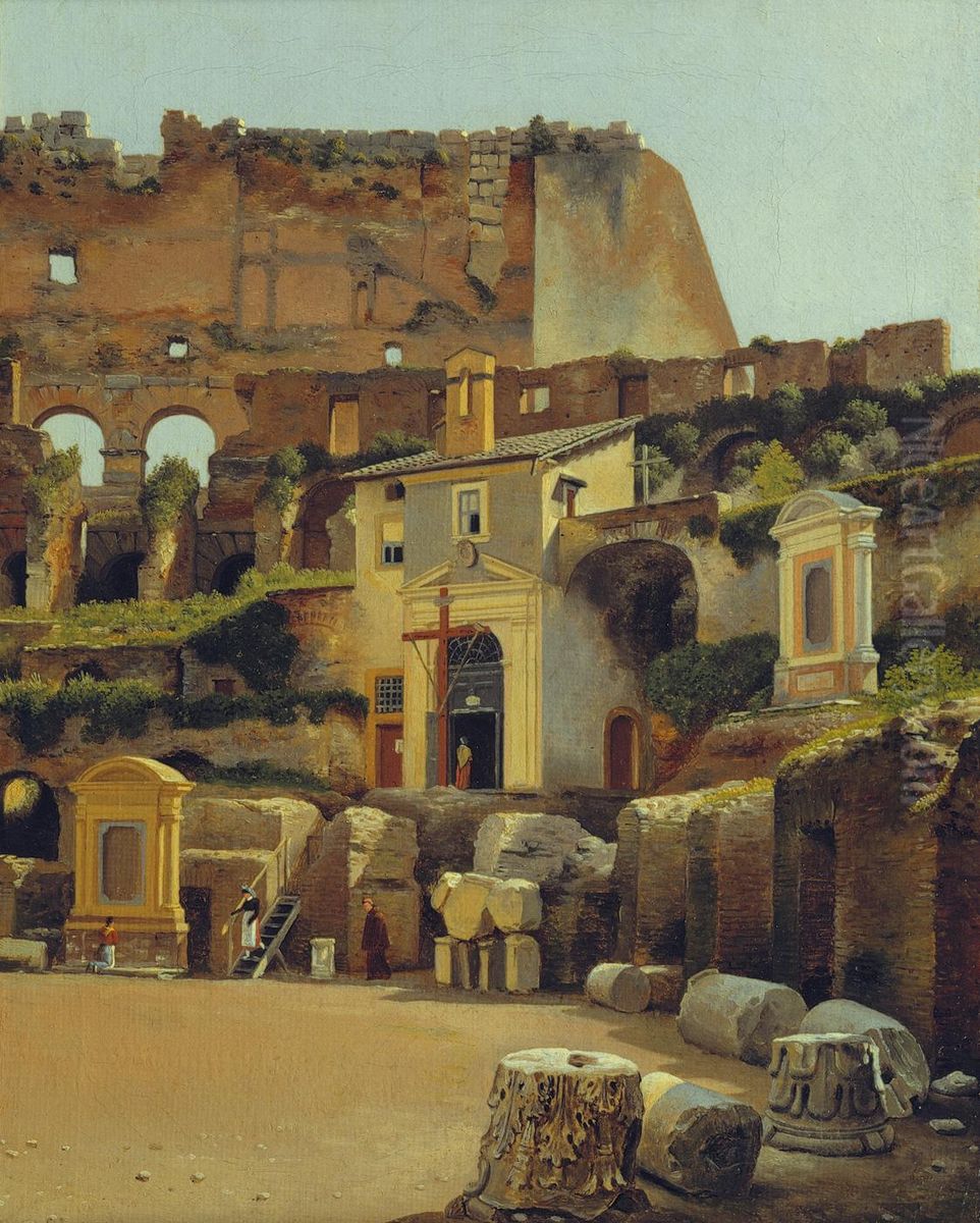 Interior of the Colosseum in Rome. Oil Painting by Christoffer Wilhelm Eckersberg