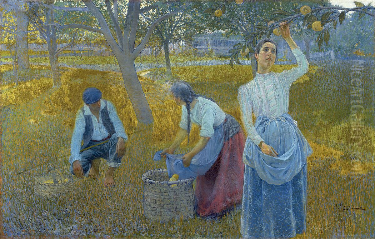 Gathering apples Oil Painting by Anselmo Guinea
