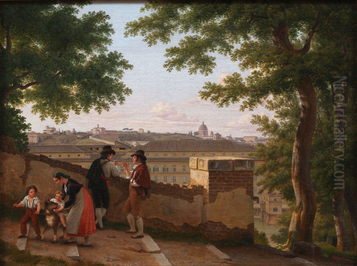 Prospect from Monte Aventino Oil Painting by Christoffer Wilhelm Eckersberg