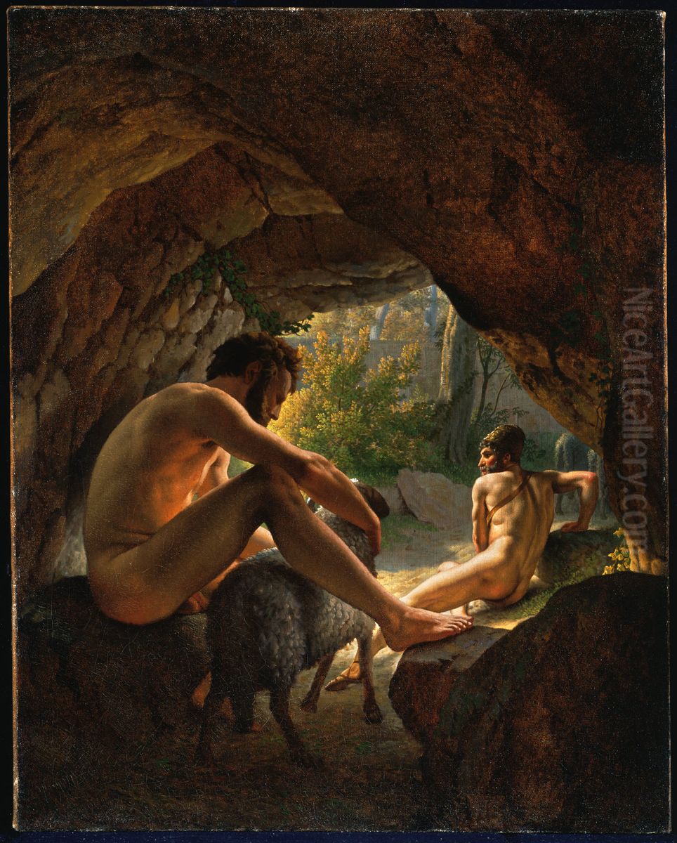 Ulysses Fleeing the Cave of Polyphemus Oil Painting by Christoffer Wilhelm Eckersberg
