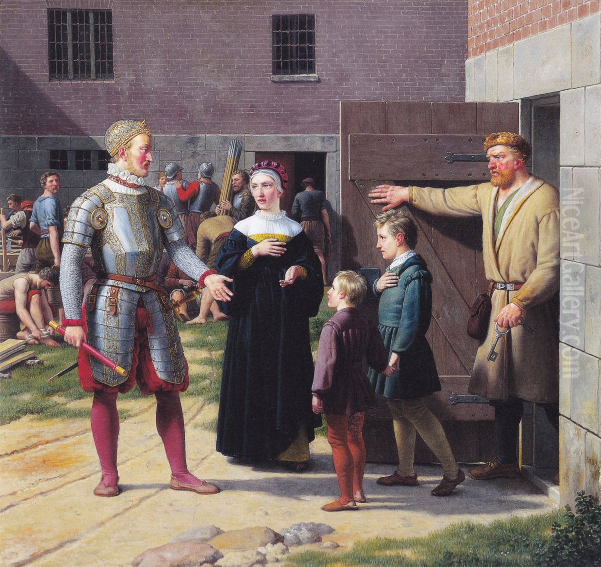Frederik I releases the widow and children of Sten Sture from captivity Oil Painting by Christoffer Wilhelm Eckersberg