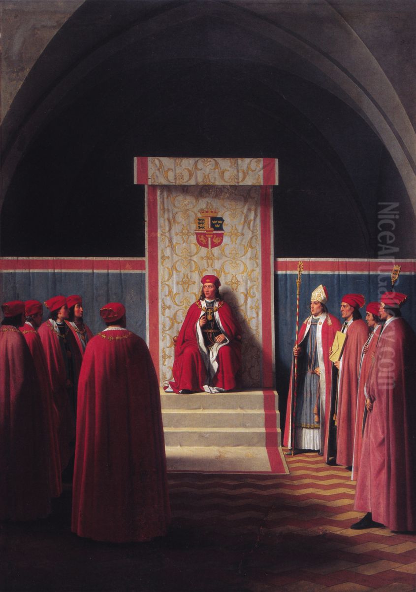 Christian I inaugurates the Order of the Elephant Oil Painting by Christoffer Wilhelm Eckersberg