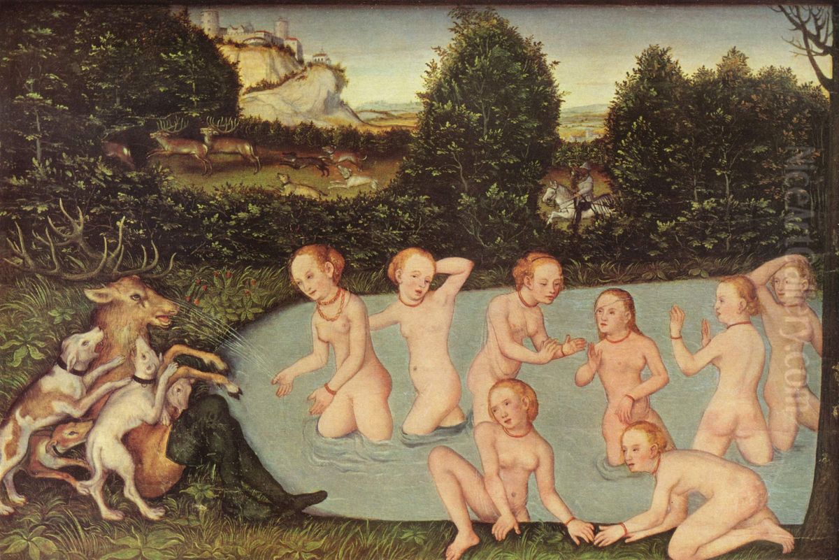 Diana und Aktaon Oil Painting by Lucas Cranach the Elder