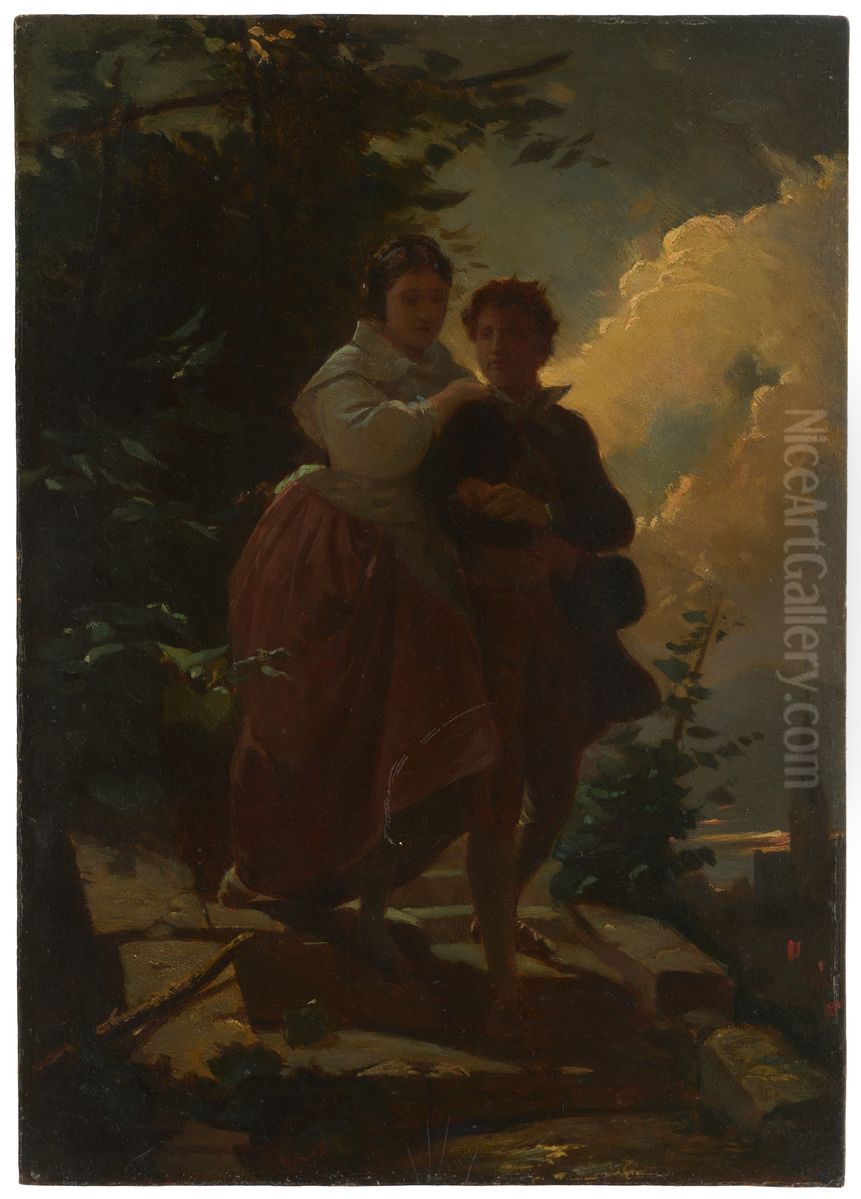 Hermann and Dorothea Oil Painting by Arthur von Ramberg