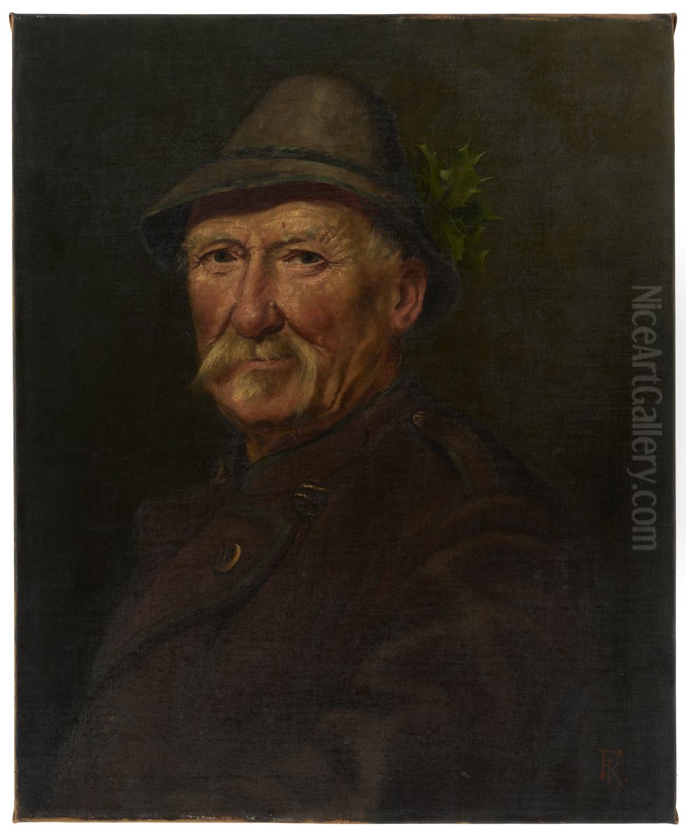 Portrait of a Hunter Oil Painting by Ferdinand Keller
