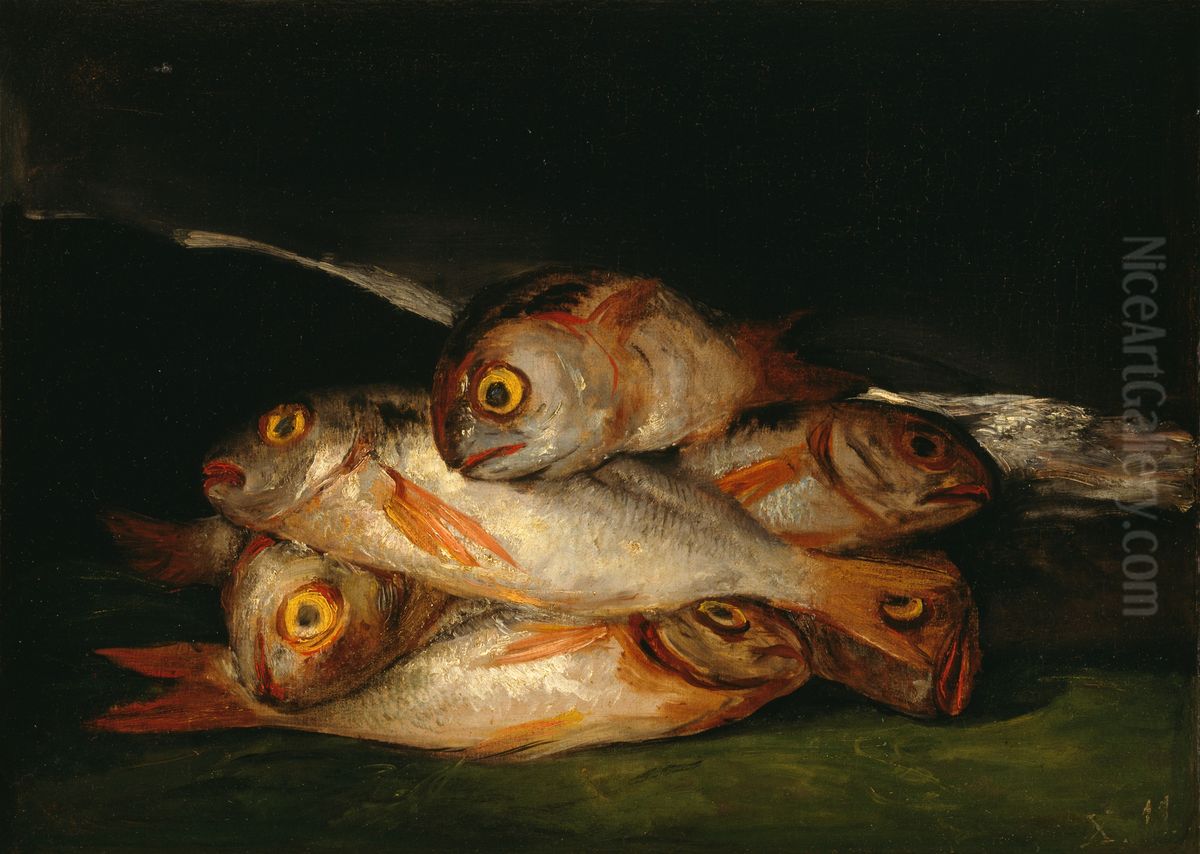 Naturaleza muerta con Dorada Oil Painting by Francisco Goya Fuendetodos