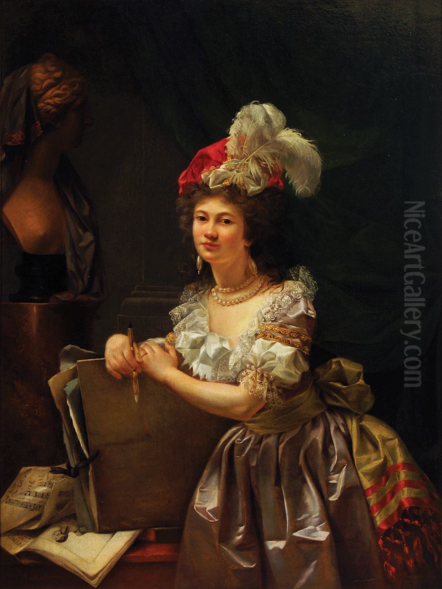 Portrait of an Artist, Traditionally Identified as Mademoiselle Halbou Oil Painting by Adele Romany