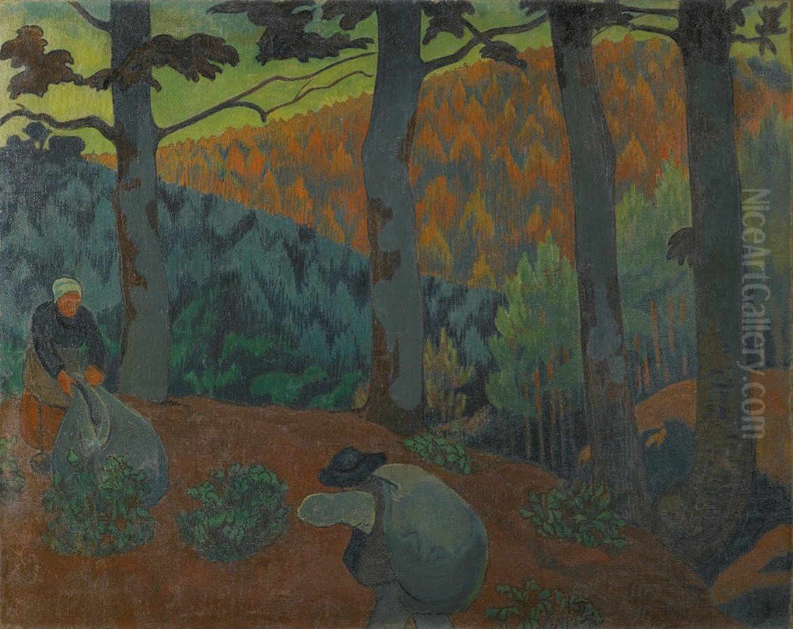 Retour en Foret, les Ramasseurs d'Aiguilles de Pins Oil Painting by Paul Serusier