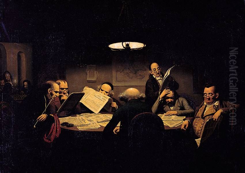 Das Lesekabinett Oil Painting by Johann Peter Hasenclever