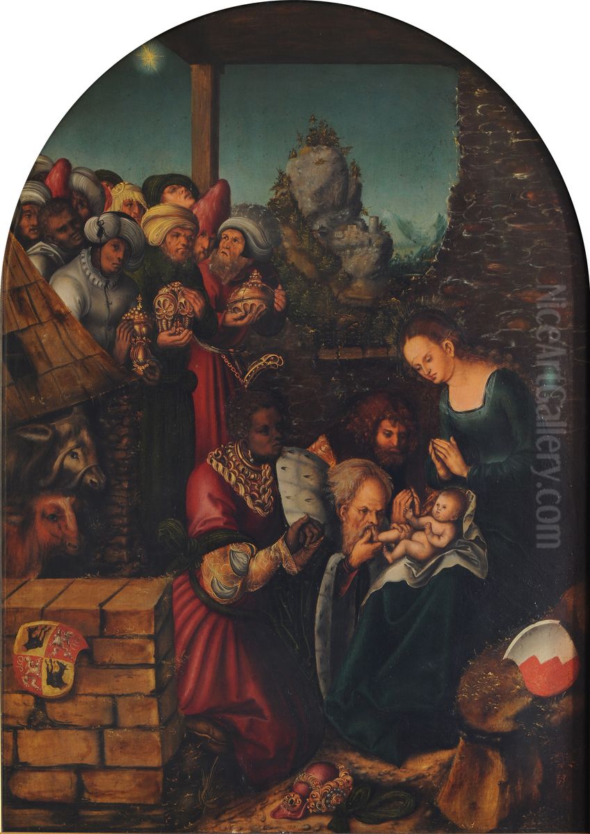 The Adoration of the Magi Oil Painting by Lucas Cranach the Elderand workshop