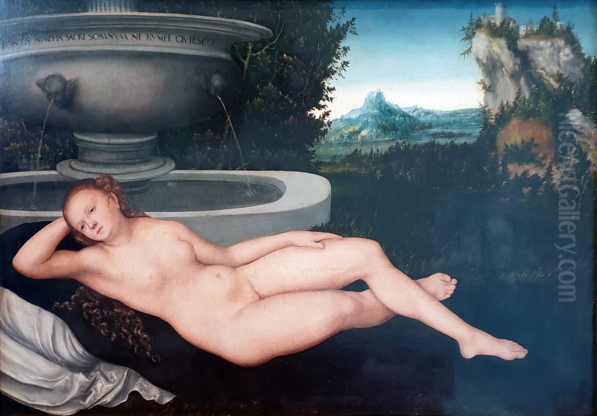 Reclining Water Nymph Oil Painting by Lucas Cranach the Elder