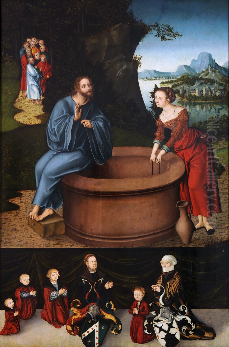 Christ and the Samaritan Woman Oil Painting by Lucas Cranach the Elder