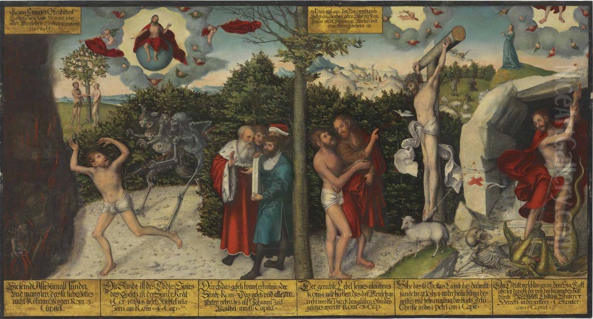 Law and Grace Oil Painting by Lucas Cranach the Elderand workshop