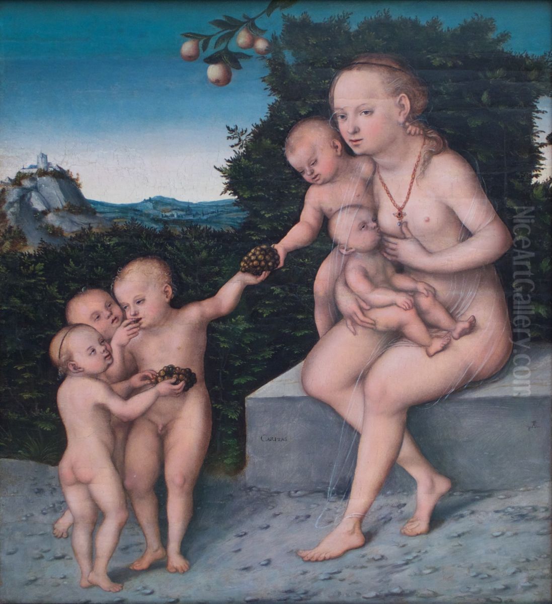 Charity Oil Painting by Lucas The Younger Cranach