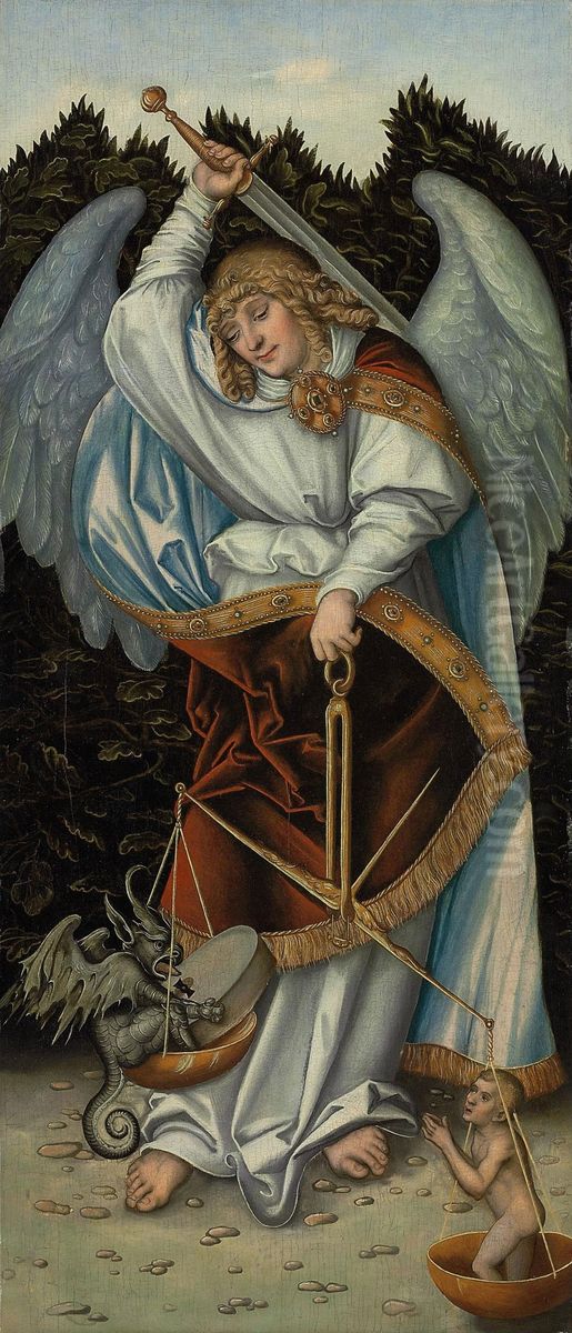 The Archangel Michael holding the Scales of Justice Oil Painting by Lucas Cranach the Elder