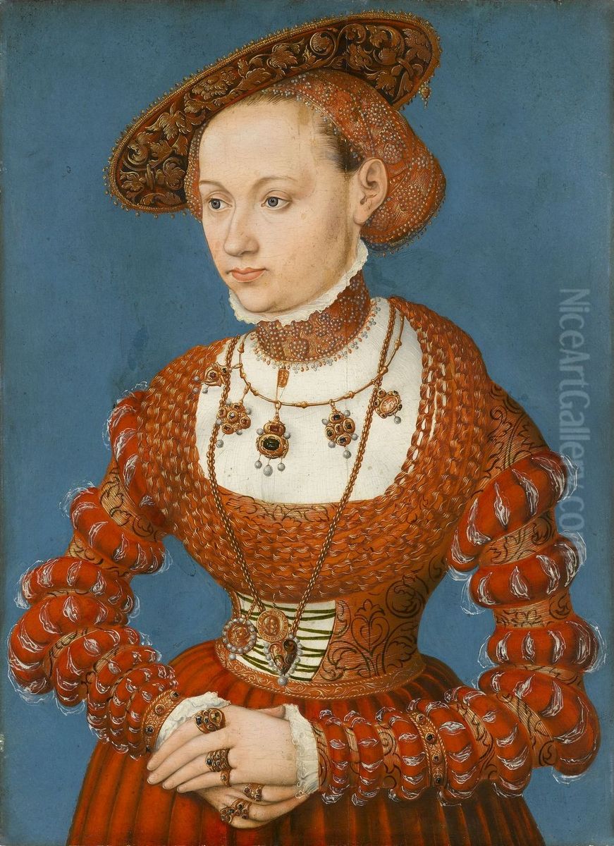 Bildnis der Agnes von Hayn, geb. von Rabenstein Oil Painting by Lucas The Younger Cranach