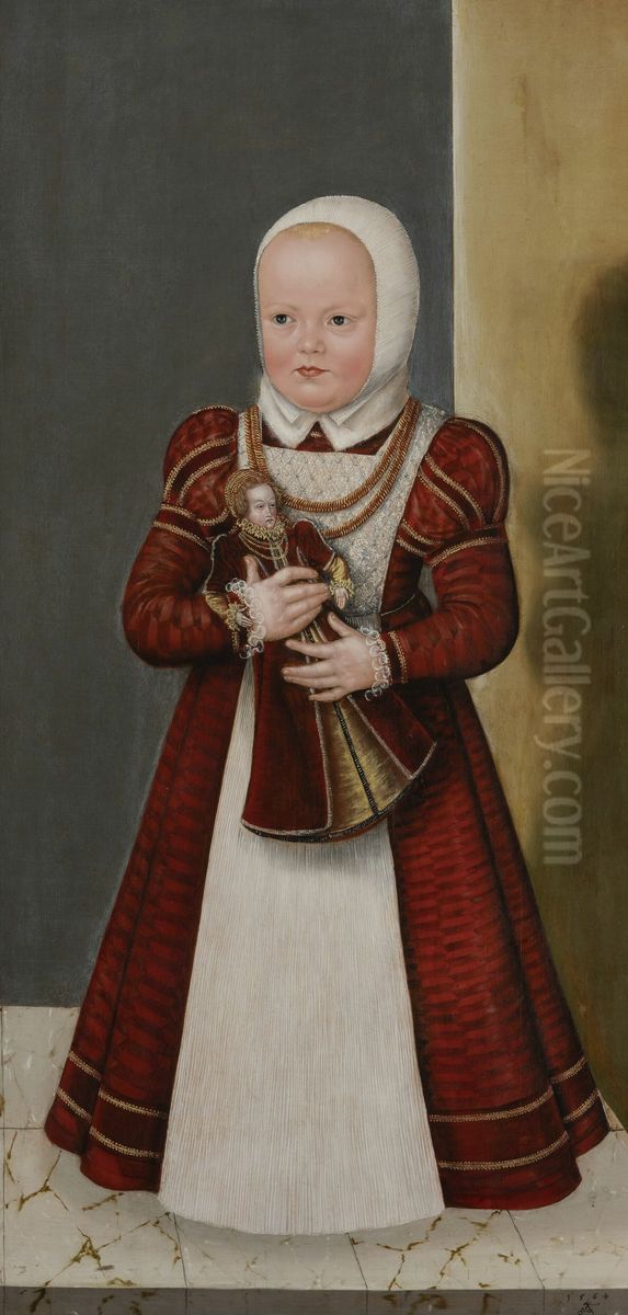 Bildnis der Prinzessin Marie, Schwester Christians I. Oil Painting by Lucas The Younger Cranach