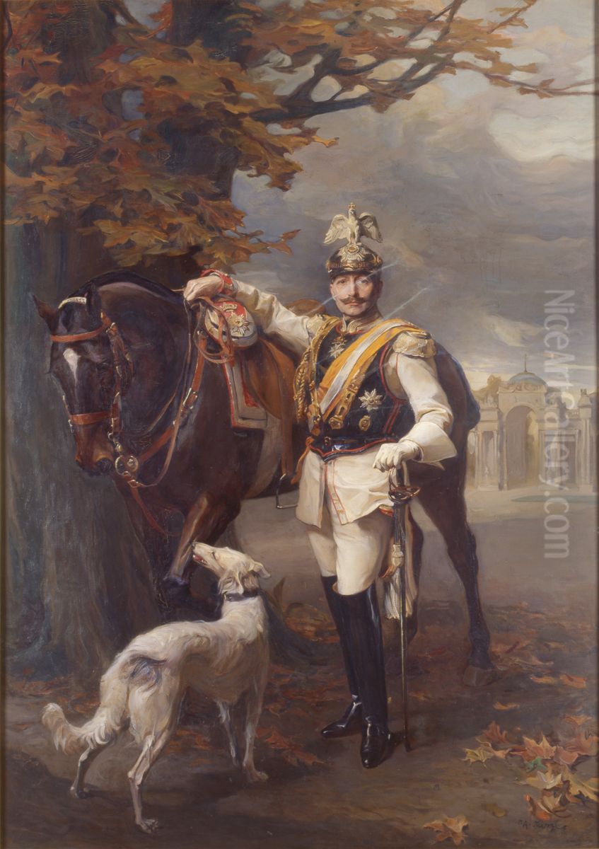 Kaiser Wilhelm II, in the background the Communs Oil Painting by Philip de Laszlo