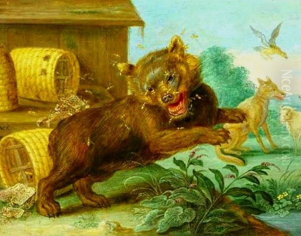 The fable of the bear and the bees Oil Painting by Jan van Kessel the Elder