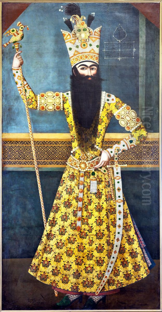 Portrait of Fath Ali Shah Oil Painting by Mihr 'Ali