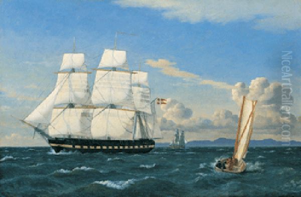 Frigate Oil Painting by Christoffer Wilhelm Eckersberg