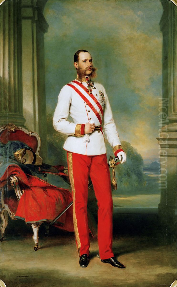 Kaiser Franz Joseph I. von Osterreich in Feldmarschalluniform mit dem Grossen Stern des Militar-Maria-Theresien-Ordens Oil Painting by Franz Xavier Winterhalter