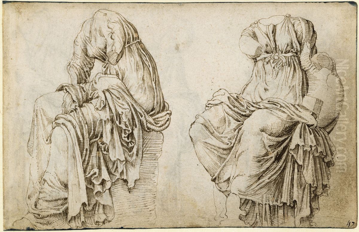 Two Muses from Villa Madama Oil Painting by Maarten Van Heemskerck