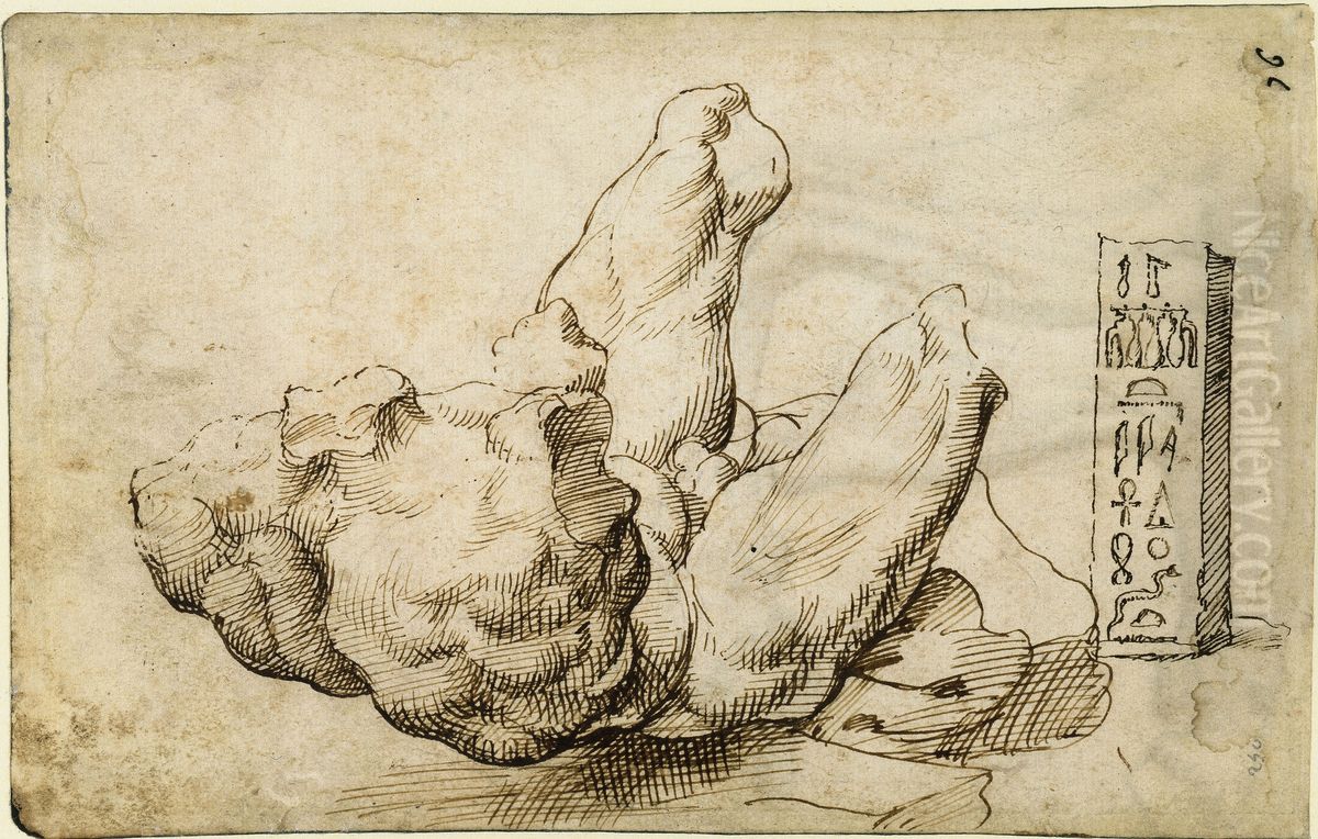 Torso of Belvedere and fragment of an obelisk Oil Painting by Maarten Van Heemskerck