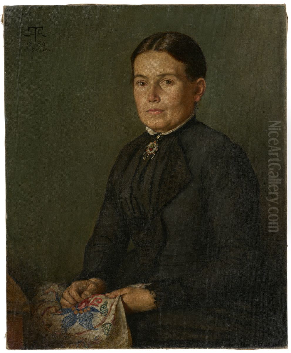 Portrait de sa soeur Oil Painting by Hans Thoma