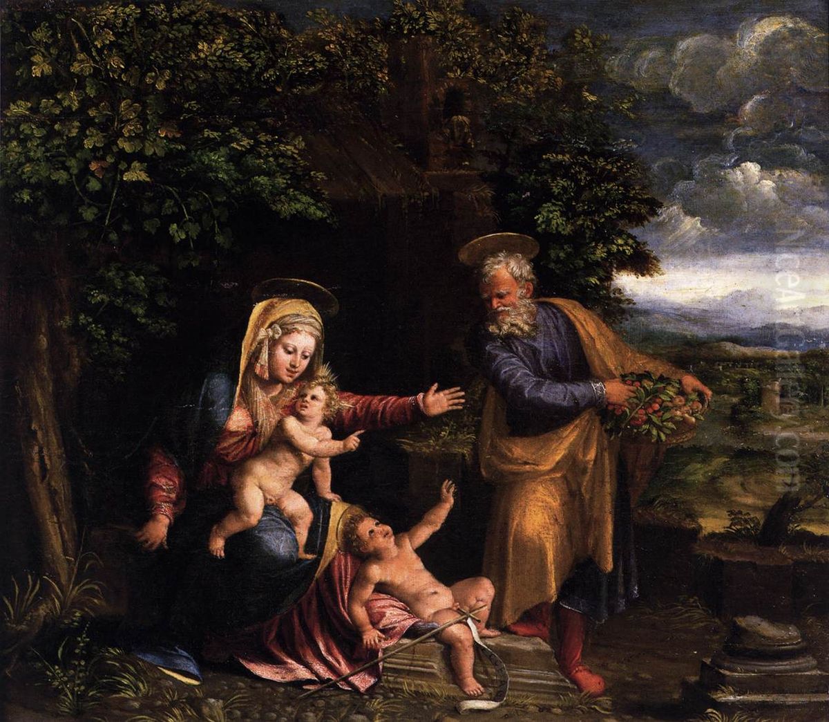 Holy Family with the Young St John the Baptist Oil Painting by Battista Dossi