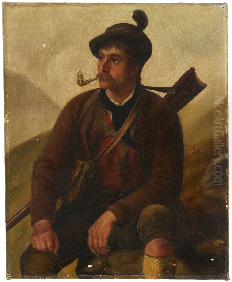 Tyrolean Hunter Oil Painting by Franz Defregger