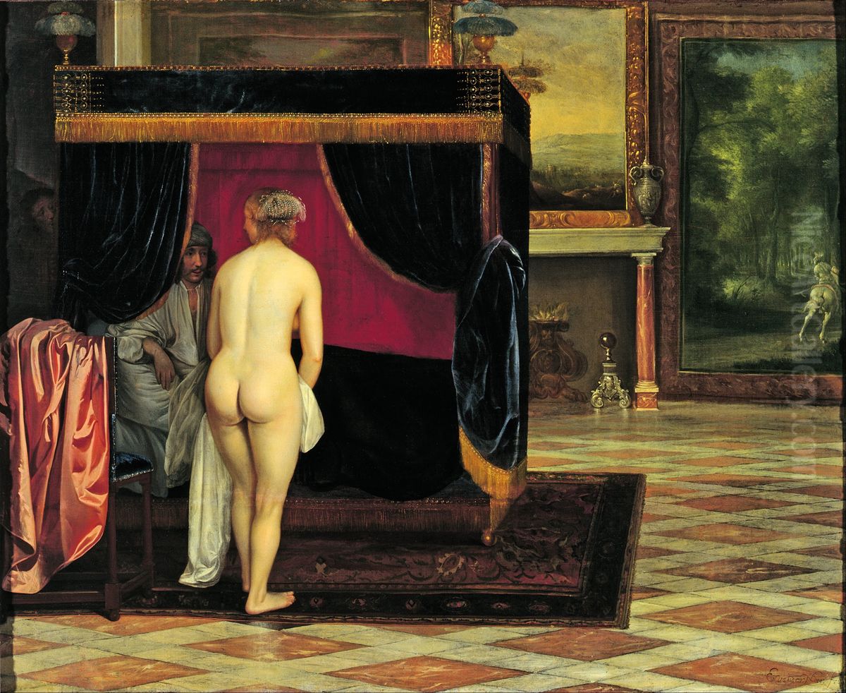 Kandaules' Wife Discovering the Hiding Gyges Oil Painting by Eglon van der Neer