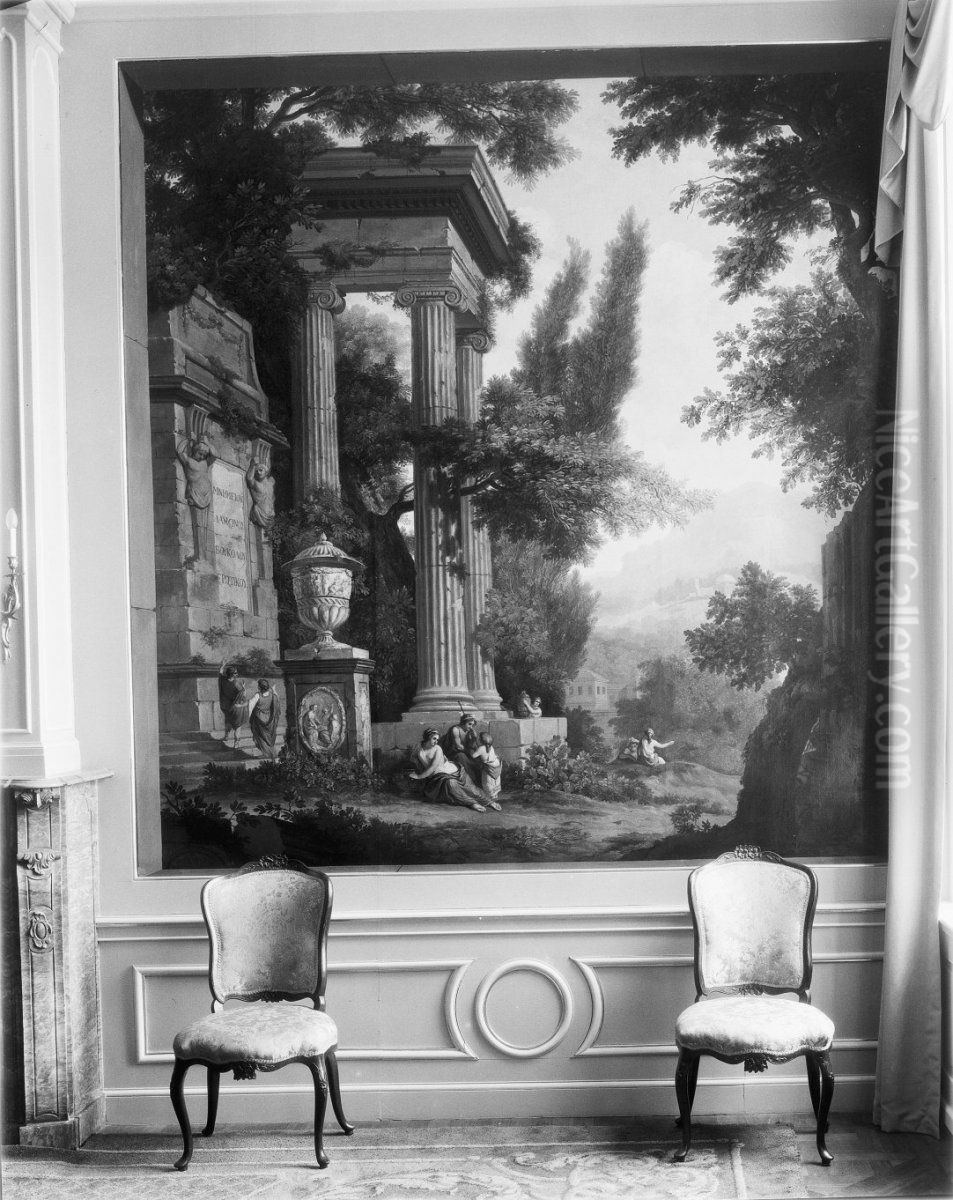 Klassiek arcadisch met het monument van de verliefde herder, 1770 gedateerd Oil Painting by Jurriaen Andriessen