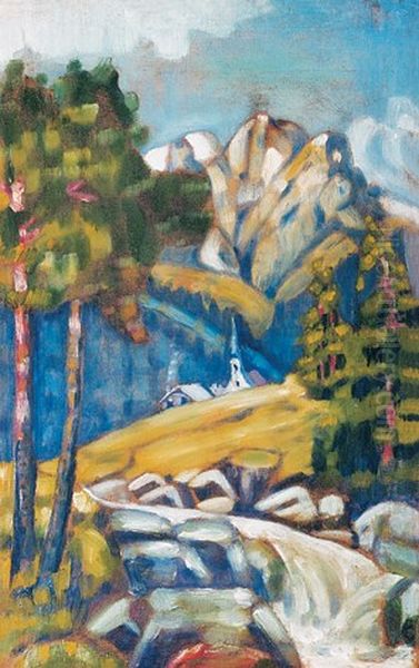 Landscape of Obersdorf. Oil Painting by Konrad Magi